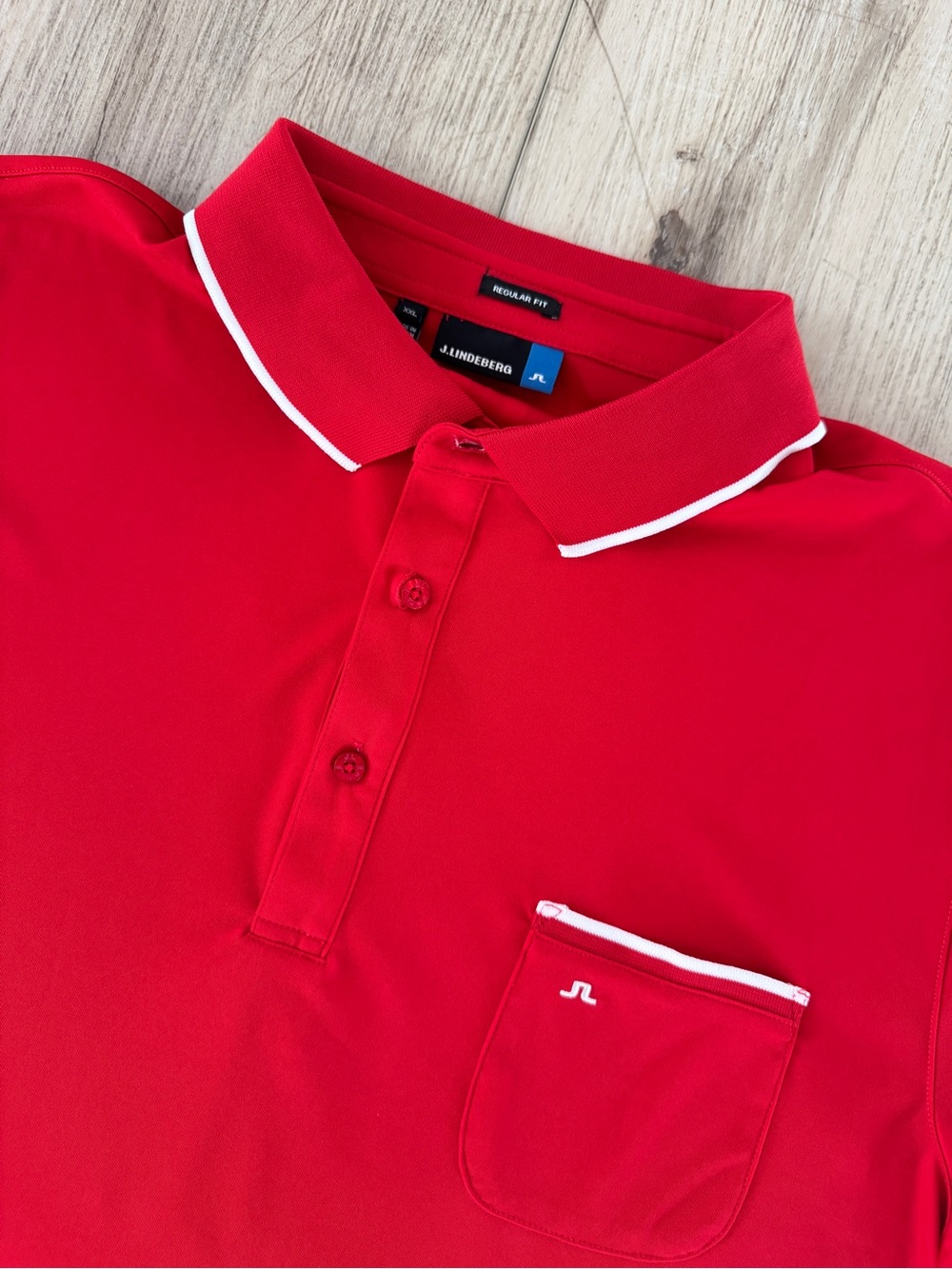 J.Lindeberg Red Polo with White Piping